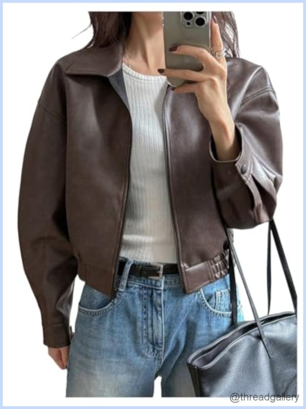 Women's Y2K Faux Leather Zip Up Crop Bomber Jacket Motorcycle Coat Streetwear